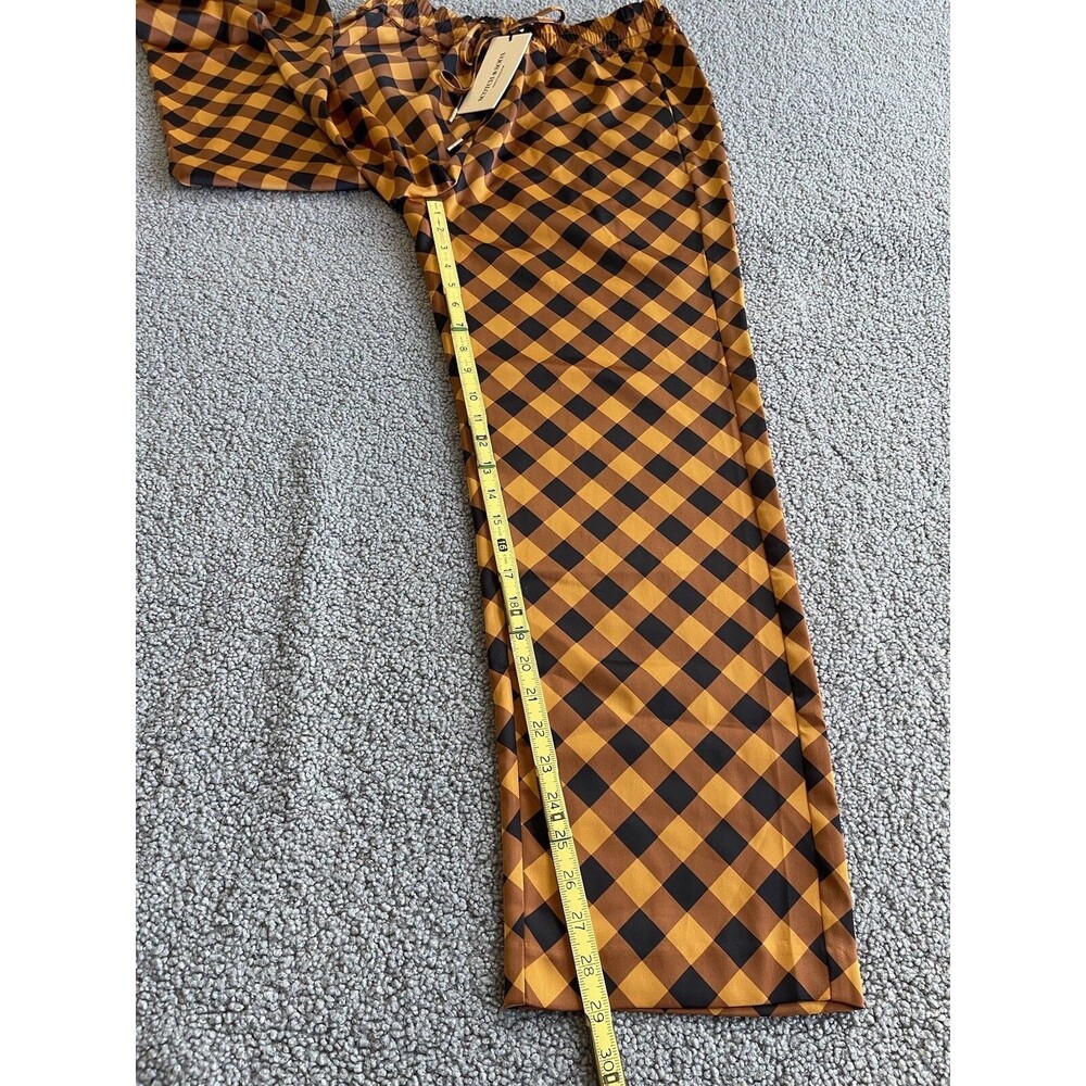 Free People Scotch & Soda Gold Black Geometric Wide Leg Boho Trouser Pants Sz XL - Picture 11 of 16